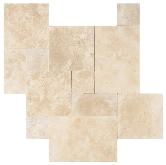Ivory Blend Tumbled Travertine Pavers
