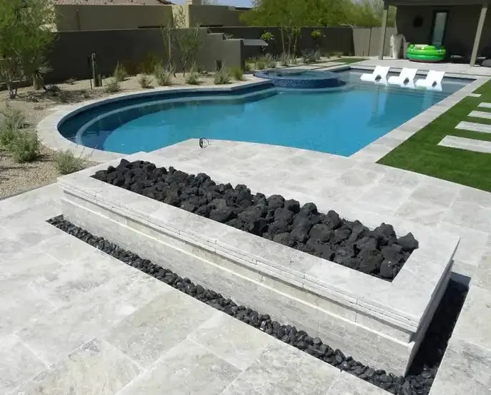 Silver Premium Tumbled Travertine Pavers