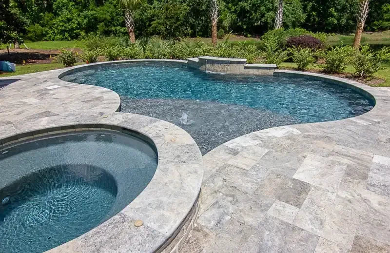 Silver Premium Tumbled Travertine Pavers