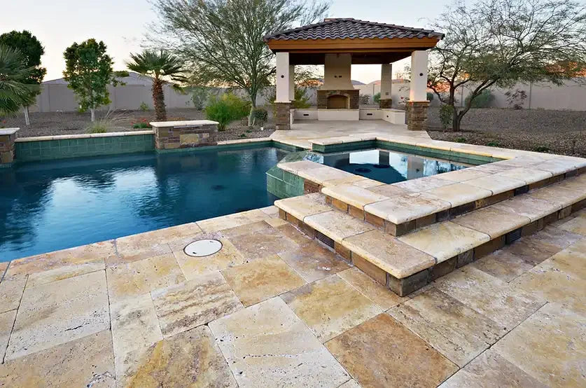 Gold Premium Tumbled Travertine Pavers