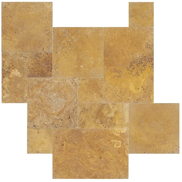 Gold Premium Tumbled Travertine Pavers