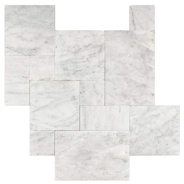 Bianco White Leathered Marble Pavers
