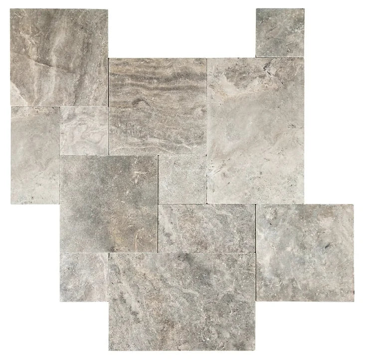 Silver French Pattern Travertine Tiles